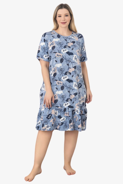 Φόρεμα Homewear Κοντό Μανίκι R5242 - ΠΟΛΥΧΡΩΜΟ, 4XL - Image 4