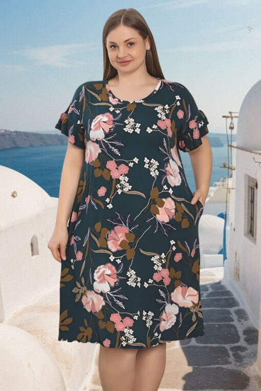 Φόρεμα Homewear Κοντό Μανίκι R5247 - ΠΟΛΥΧΡΩΜΟ, 3XL - Image 2