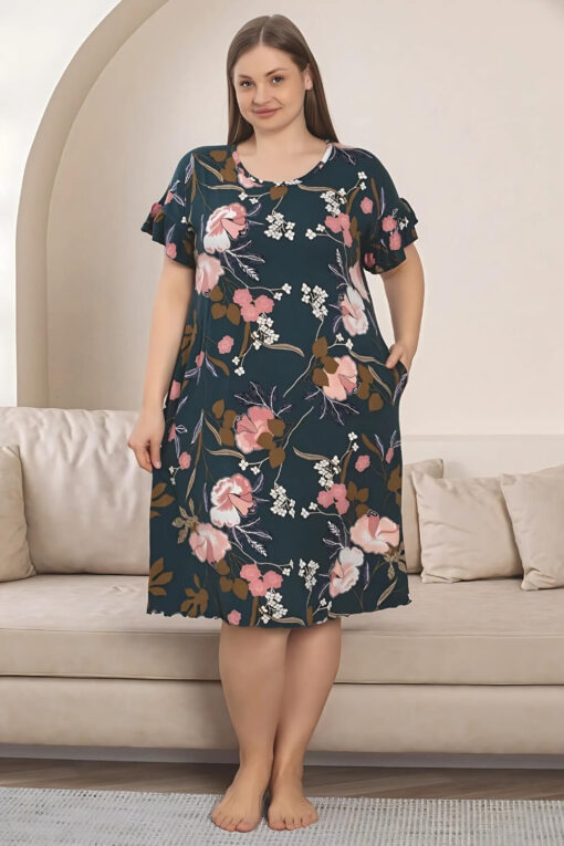 Φόρεμα Homewear Κοντό Μανίκι R5247 - ΠΟΛΥΧΡΩΜΟ, 3XL - Image 3