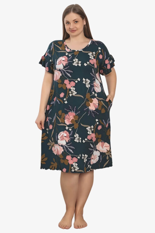 Φόρεμα Homewear Κοντό Μανίκι R5247 - ΠΟΛΥΧΡΩΜΟ, 3XL - Image 4