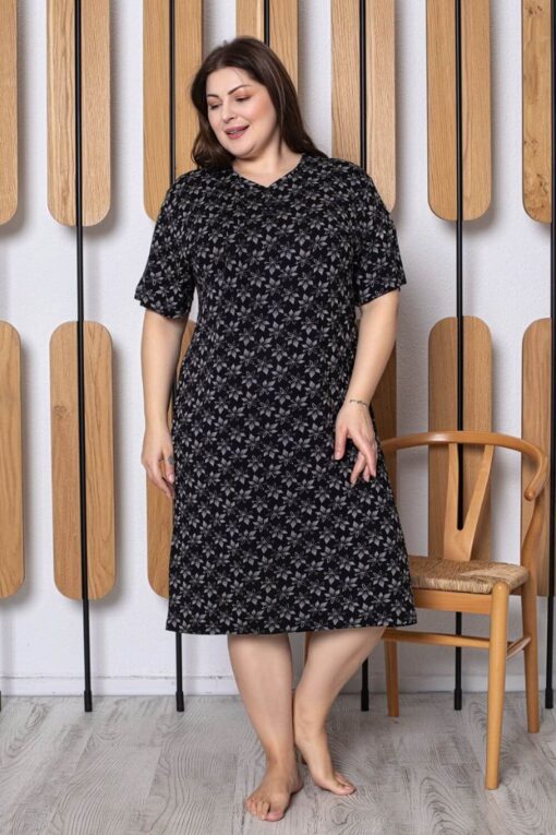 Φόρεμα Homewear Κοντό Μανίκι V5188 - ΠΟΛΥΧΡΩΜΟ, 4XL - Image 2