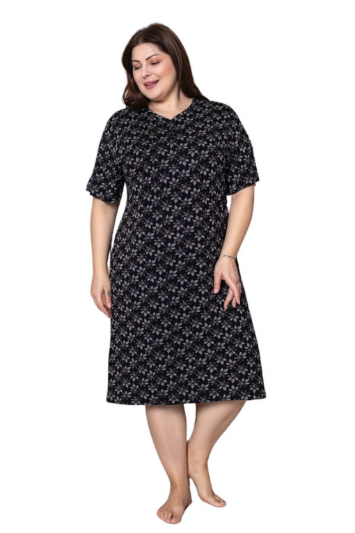 Φόρεμα Homewear Κοντό Μανίκι V5188 - ΠΟΛΥΧΡΩΜΟ, 4XL - Image 3