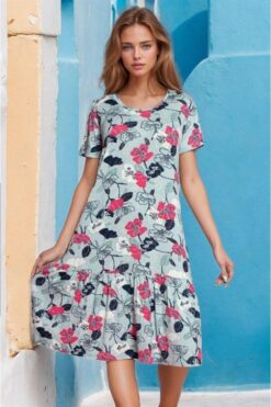 Φόρεμα Homewear Κοντό Μανίκι W5117 - ΜΕΝΤΑ, 3XL