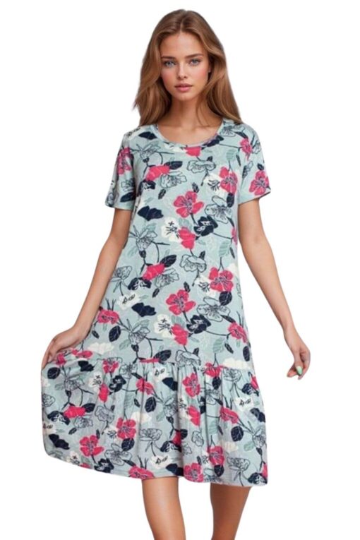 Φόρεμα Homewear Κοντό Μανίκι W5117 - ΜΕΝΤΑ, L - Image 2