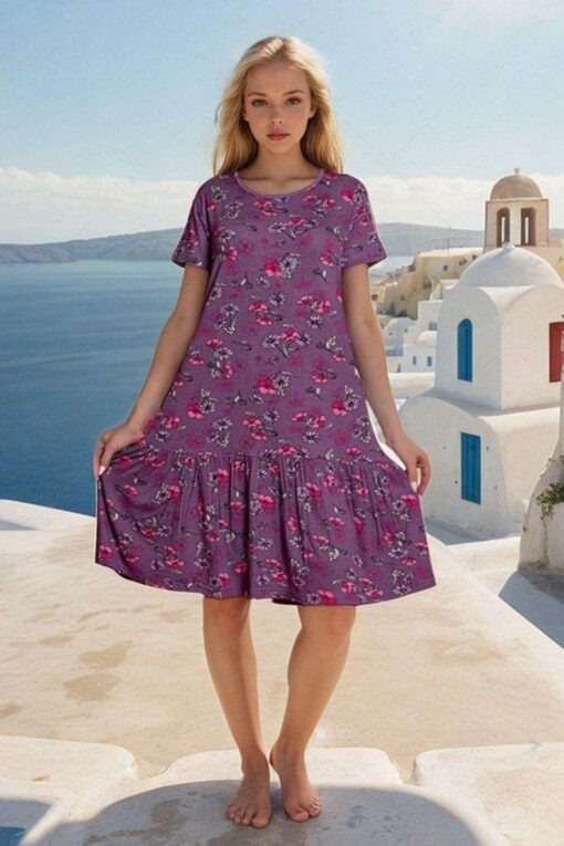 Φόρεμα Homewear Κοντό Μανίκι W5120 - ΜΩΒ, L - Image 3