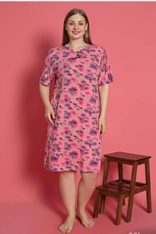 Φόρεμα Homewear Κοντό Μανίκι W5158 - ΠΟΛΥΧΡΩΜΟ, 3XL - Image 3