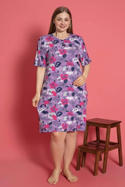 Φόρεμα Homewear Κοντό Μανίκι W5159 - ΠΟΛΥΧΡΩΜΟ, 5XL - Image 2