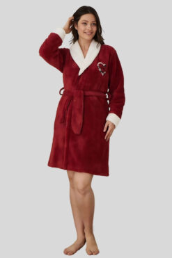 Γυναικεία Ρόμπα Fleece 50012 - ΚΡΑΣΟΥΛΙ, M