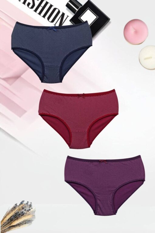 Γυναικεία Slip Βαμβακερά 3Pack W1003 - ΠΟΛΥΧΡΩΜΟ, XL - Image 6