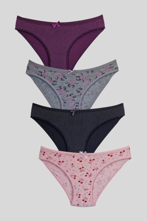 Γυναικεία slip βαμβακερά 4pack R1500 - ΠΟΛΥΧΡΩΜΟ, M