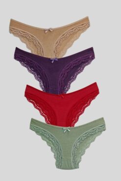 Γυναικεία slip βαμβακερά 4pack R1501 - ΠΟΛΥΧΡΩΜΟ, M