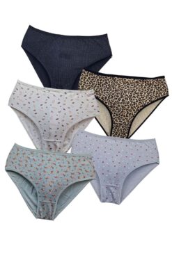 Γυναικεία slip βαμβακερά 5pack Z3006 - ΠΟΛΥΧΡΩΜΟ, 4XL