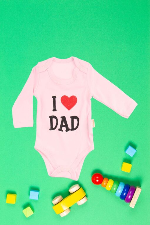 Κορμάκι Βρεφικό Μακρύ Μανίκι Love Dad R2226 - ΡΟΖ, 3 Μηνών - Image 2