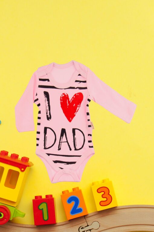 Κορμάκι Βρεφικό Μακρύ Μανίκι Love Dad R2254 - ΡΟΖ, 9 Μηνών - Image 2