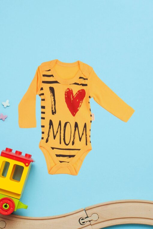 Κορμάκι Βρεφικό Μακρύ Μανίκι Love Mom D2255 - ΚΙΤΡΙΝΟ, 12 Μηνών - Image 2