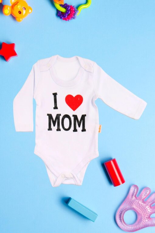 Κορμάκι Βρεφικό Μακρύ Μανίκι Love Mom G2225 - ΛΕΥΚΟ, 18 Μηνών - Image 2