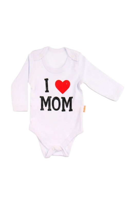 Κορμάκι Βρεφικό Μακρύ Μανίκι Love Mom G2225 - ΛΕΥΚΟ, 18 Μηνών