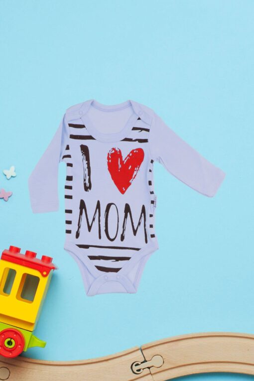 Κορμάκι Βρεφικό Μακρύ Μανίκι Love Mom W2255 - ΓΑΛΑΖΙΟ, 3 Μηνών - Image 2
