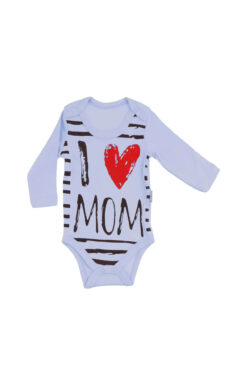 Κορμάκι Βρεφικό Μακρύ Μανίκι Love Mom W2255 - ΓΑΛΑΖΙΟ, 3 Μηνών