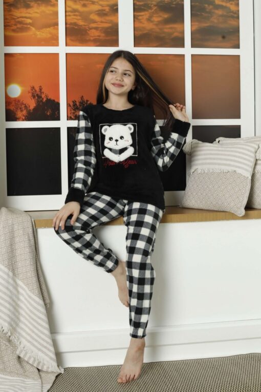 Παιδική Πιτζάμα Fleece Panda 22014 - ΜΑΥΡΟ-ΛΕΥΚΟ, 5-6 Ετών - Image 2