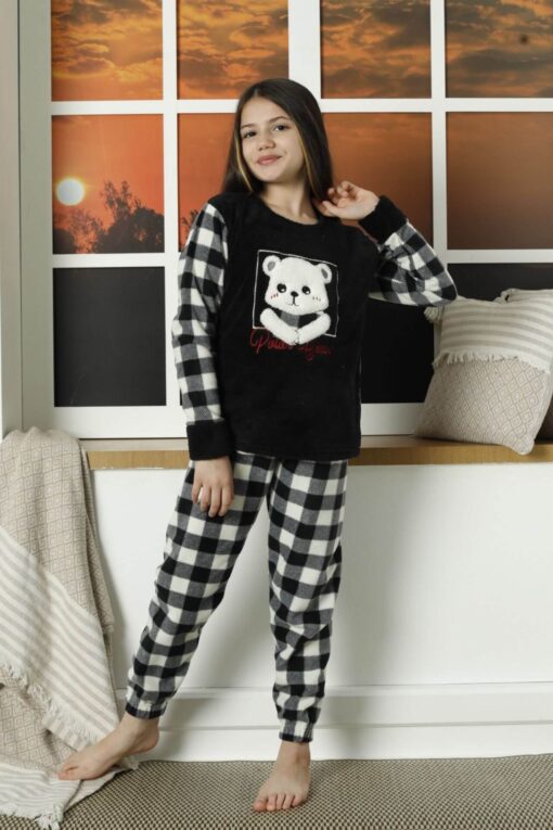 Παιδική Πιτζάμα Fleece Panda 22014 - ΜΑΥΡΟ-ΛΕΥΚΟ, 5-6 Ετών - Image 3