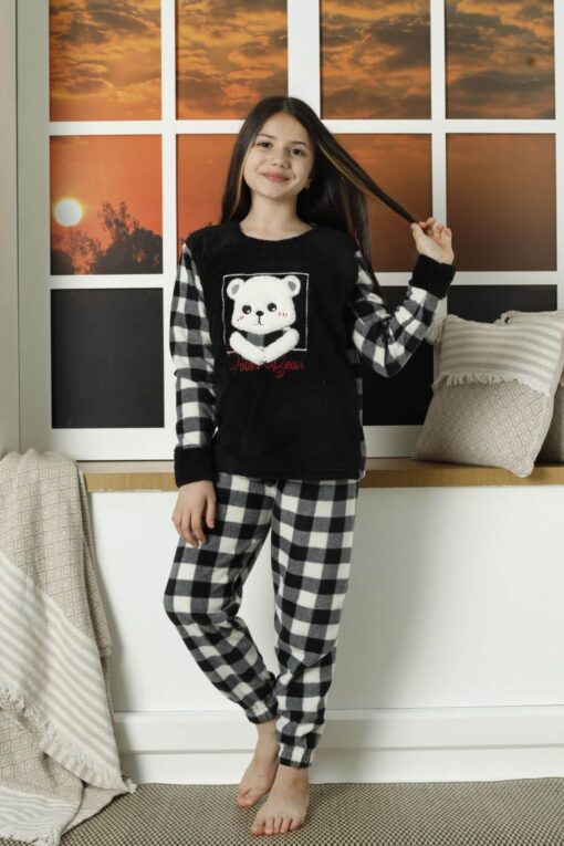 Παιδική Πιτζάμα Fleece Panda 22014 - ΜΑΥΡΟ-ΛΕΥΚΟ, 5-6 Ετών - Image 4