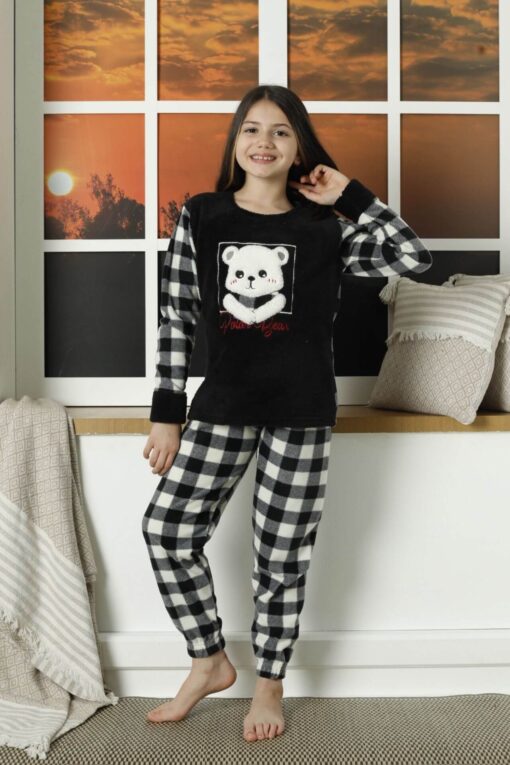 Παιδική Πιτζάμα Fleece Panda 22014 - ΜΑΥΡΟ-ΛΕΥΚΟ, 5-6 Ετών - Image 6