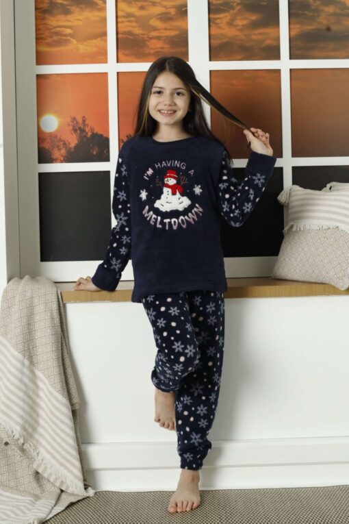 Παιδική Πιτζάμα Fleece Snowman 22018 - ΜΠΛΕ, 5-6 Ετών - Image 2
