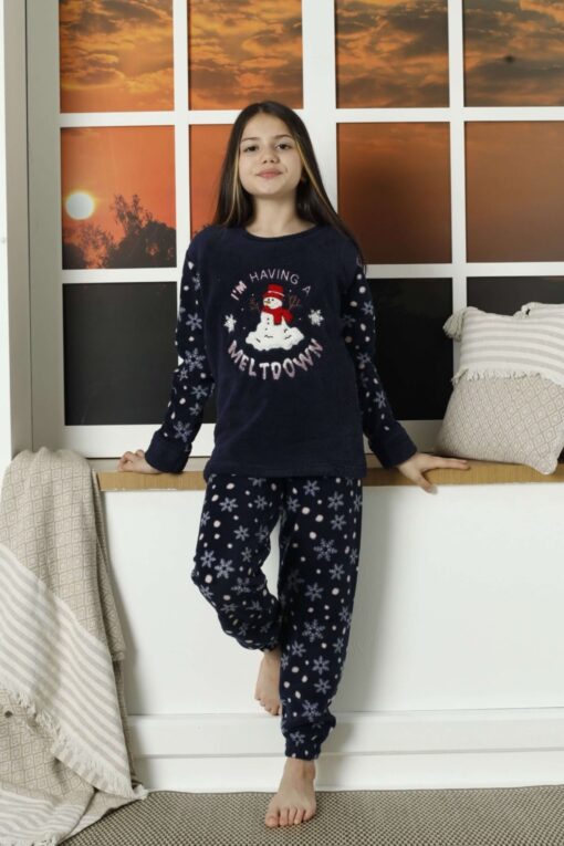 Παιδική Πιτζάμα Fleece Snowman 22018 - ΜΠΛΕ, 5-6 Ετών - Image 3