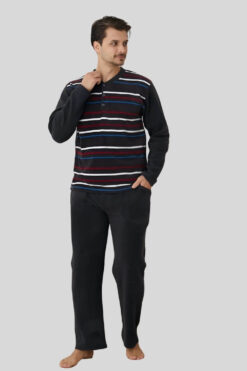 Πιτζάμα Ανδρική Fleece R4023 - ΑΝΘΡΑΚΙ, L