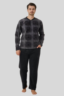 Πιτζάμα Ανδρική Fleece R4024 - ΑΝΘΡΑΚΙ, M
