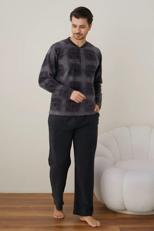 Πιτζάμα Ανδρική Fleece R4024 - ΑΝΘΡΑΚΙ, M - Image 3