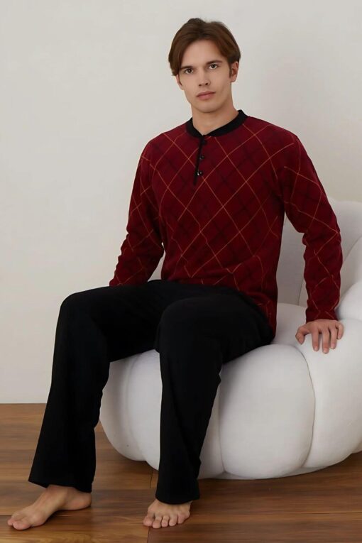 Πιτζάμα Ανδρική Fleece R4032 - ΜΠΟΡΝΤΟ, M - Image 4
