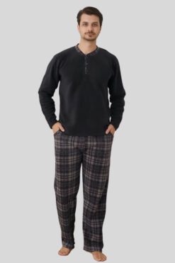 Πιτζάμα Ανδρική Fleece W4030 - ΑΝΘΡΑΚΙ, M