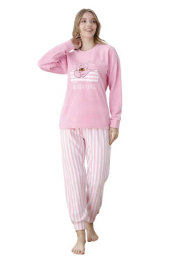 Πιτζάμα Γυναικεία Fleece 7003 - ΡΟΖ, XL