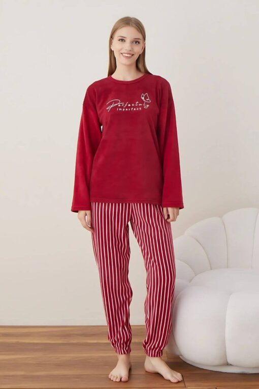 Πιτζάμα Γυναικεία Fleece 7021 - ΜΠΟΡΝΤΟ, XXL - Image 6