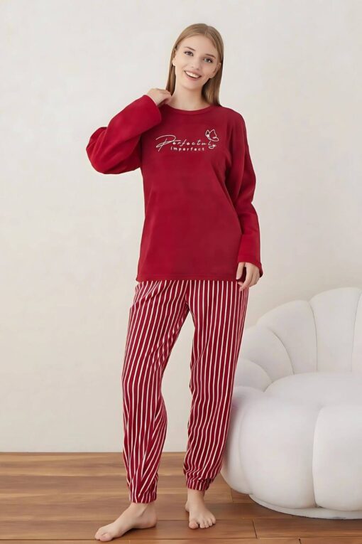 Πιτζάμα Γυναικεία Fleece 7021 - ΜΠΟΡΝΤΟ, XXL - Image 3