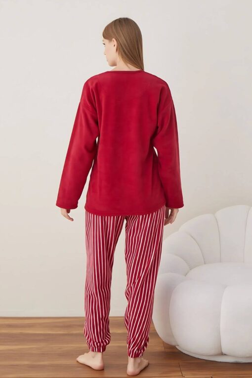 Πιτζάμα Γυναικεία Fleece 7021 - ΜΠΟΡΝΤΟ, XXL - Image 5
