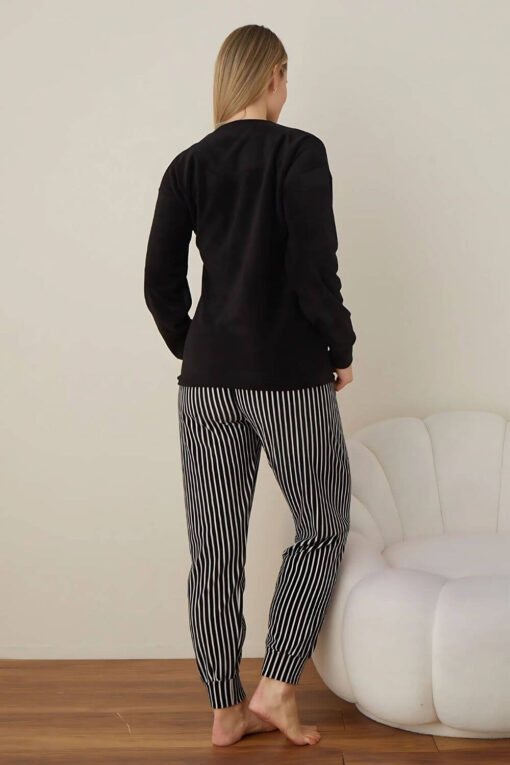Πιτζάμα Γυναικεία Fleece 7040 - ΜΑΥΡΟ, S-M - Image 5