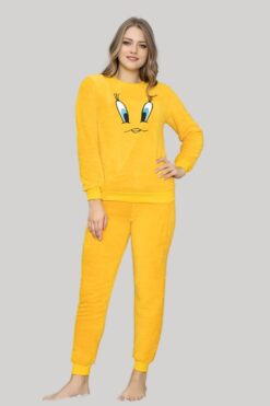 Πιτζάμα Γυναικεία Fleece 8170 - ΚΙΤΡΙΝΟ, M