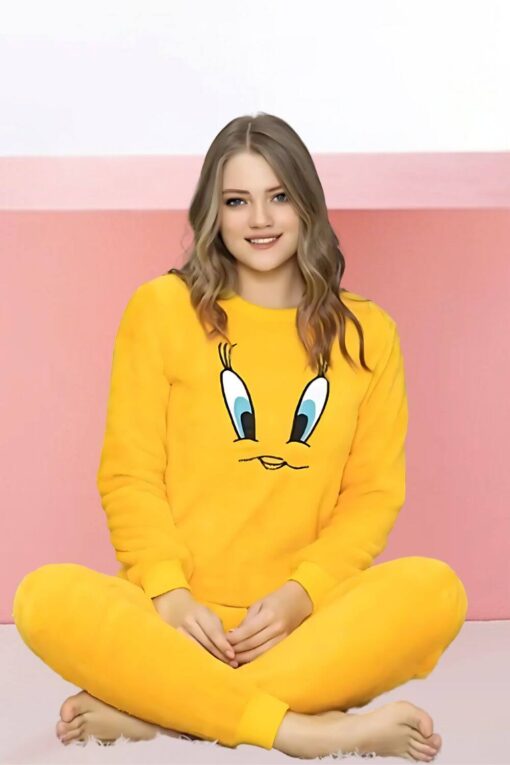 Πιτζάμα Γυναικεία Fleece 8170 - ΚΙΤΡΙΝΟ, XL - Image 3