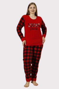 Πιτζάμα Γυναικεία Fleece Just Smile W15936 - ΚΟΚΚΙΝΟ, XL
