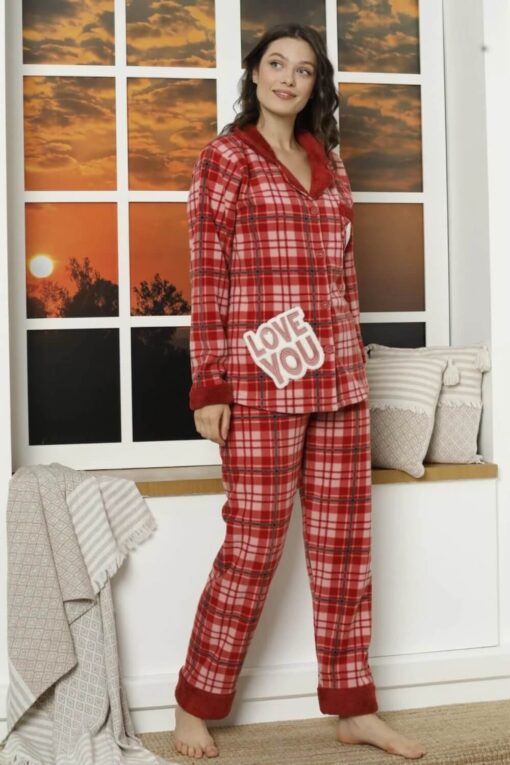 Πιτζάμα Γυναικεία Fleece Με Κουμπιά W21036 - ΠΟΛΥΧΡΩΜΟ, M - Image 3