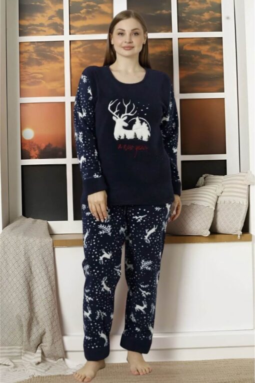 Πιτζάμα γυναικεία fleece R15937 - ΜΠΛΕ ΣΚΟΥΡΟ, XL - Image 2