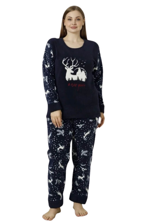 Πιτζάμα γυναικεία fleece R15937 - ΜΠΛΕ ΣΚΟΥΡΟ, XL