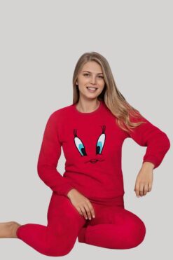 Πιτζάμα Γυναικεία Fleece W8170 - ΚΟΚΚΙΝΟ, XXL