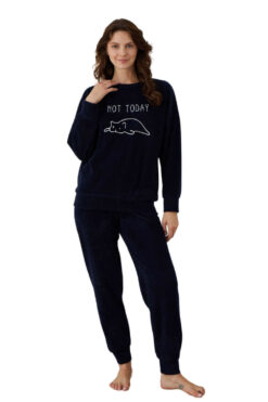 Πιτζάμα Γυναικεία Homewear Not Today W01017 - ΜΠΛΕ ΣΚΟΥΡΟ, S-M