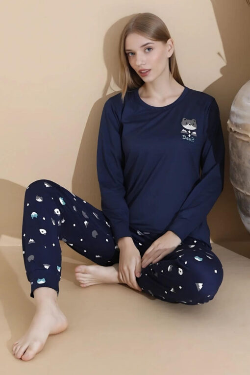 Πιτζάμα Γυναικεία Homewear Sendy 8007 - ΜΠΛΕ, S-M - Image 4