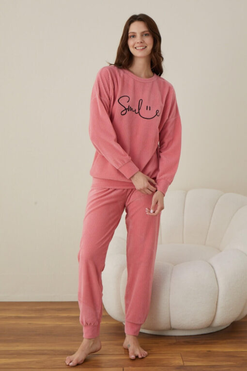 Πιτζάμα Γυναικεία Homewear Smile W01016 - ΡΟΖ, S-M - Image 2