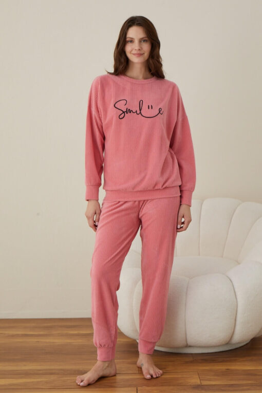 Πιτζάμα Γυναικεία Homewear Smile W01016 - ΡΟΖ, S-M - Image 3